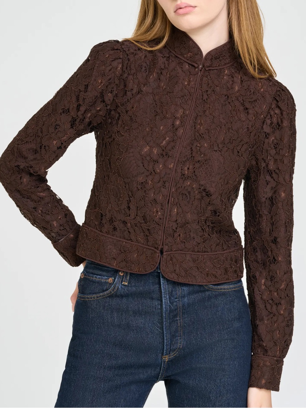 Brand New- WAYF Eleanor Lace Jacket in Chocolate Brown 🤎✨